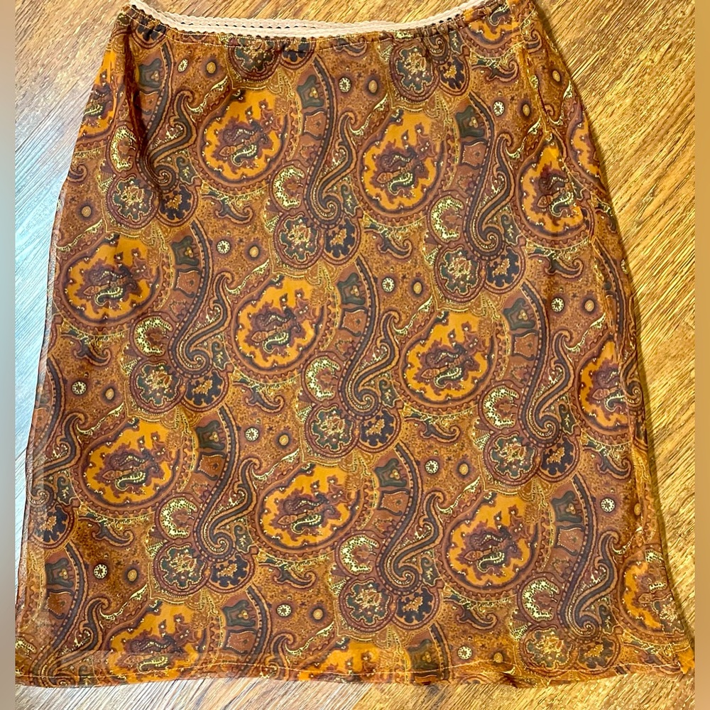 1980s Wanted Clothing Company Vintage Skirt Pencil Paisley Boho Retro Size Large